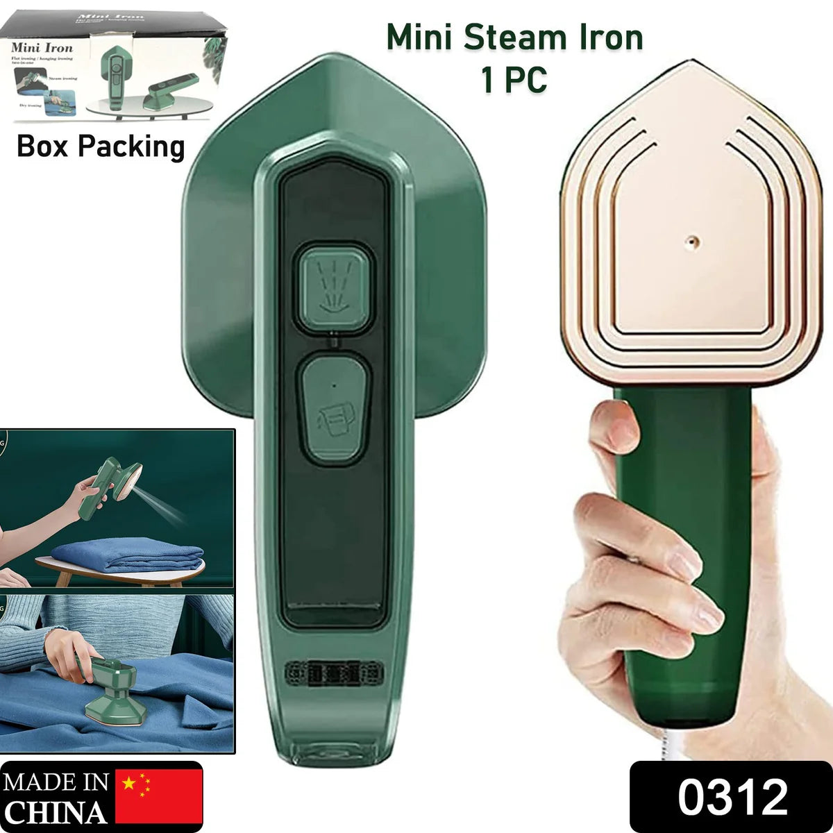 Portable Mini Steam Iron – Handheld Garment Steamer for Clothes, Travel-Friendly Quick Heat Dry & Steam Iron (1 Pc)