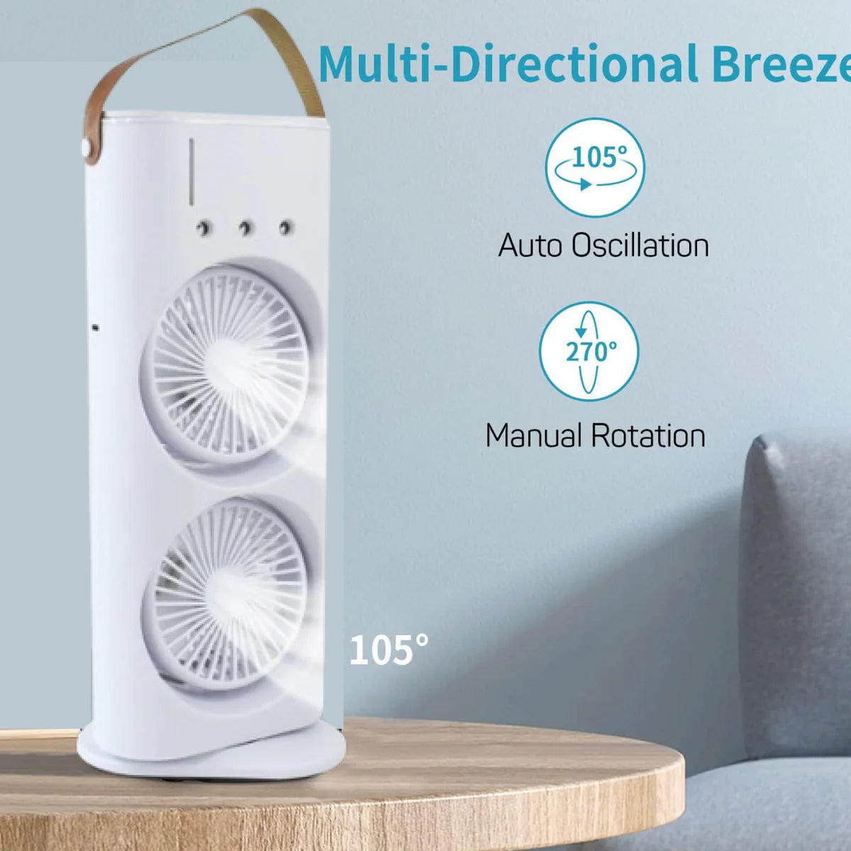 Electric Fan Desktop Double-Head Powerful Air Cooler (1 Pc / With Remote / Plug and Play)