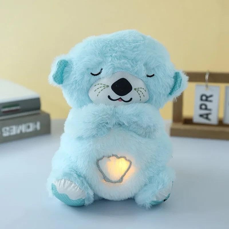 Breathing Teddy Otter Glowing Music for Baby Sensory Sleep Lights Rhythmic Simulation Plush for Babies Kids Soothing Sound and Décor Item | colour grey