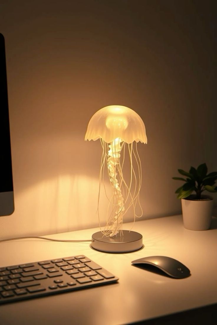 Jellyfish Lamp 7-Colour Changing Nursery Night Light with Rotating Mode for Kids, Baby Room Decor, Aesthetic Gifts for Girls, Boys, Friends & Ocean Lovers Night
