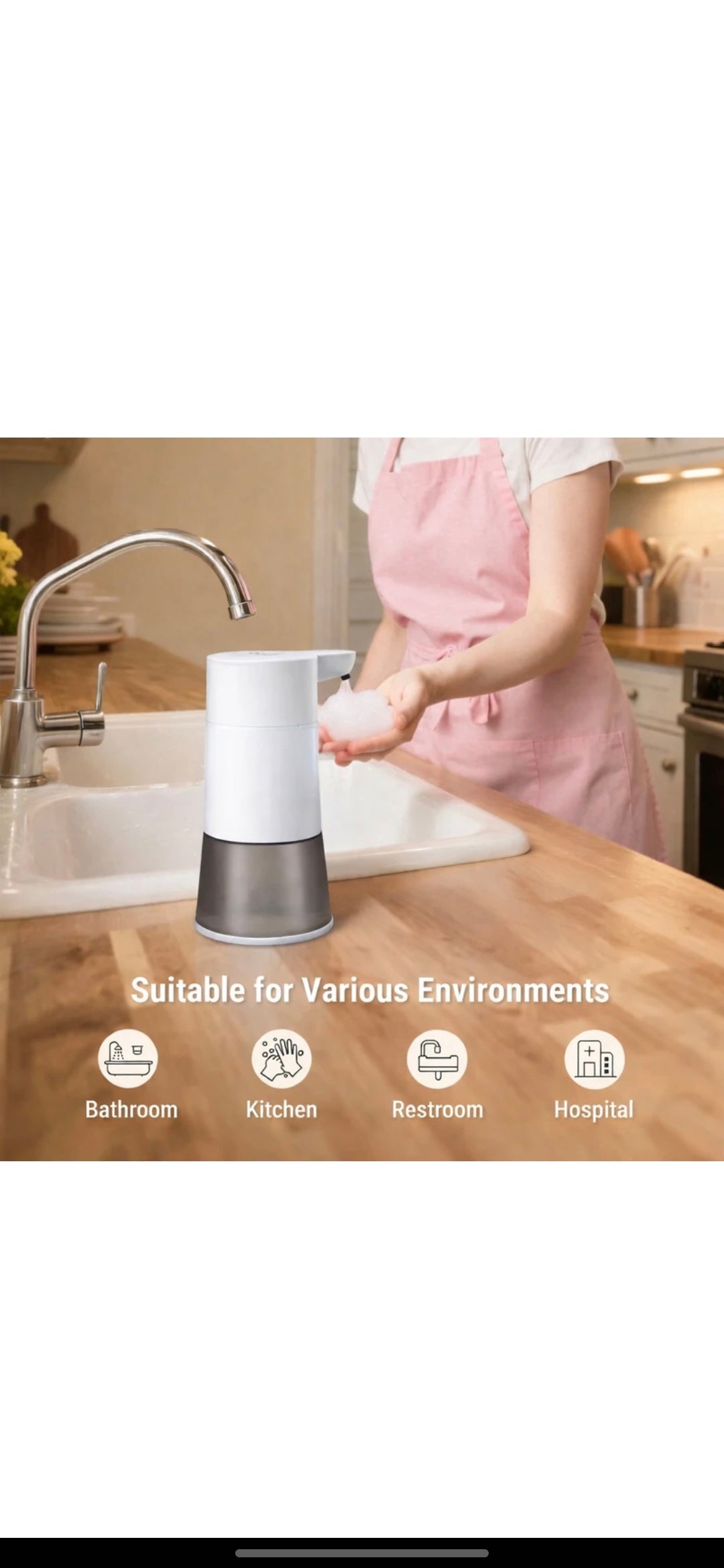 D MEDICARE

Automatic Foam Soap Dispenser | Rechargeable Battery Intelligent Sensing 350 ml Foam, Gel, Liquid, Shampoo Dispenser (White, Grey)